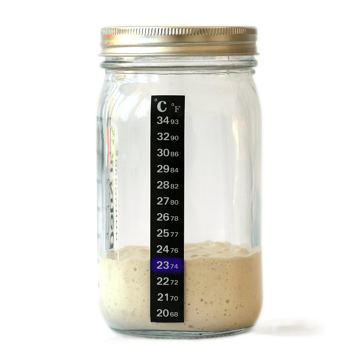 Sourdough Starter Jar with Thermal Temperature Sticker