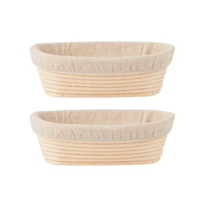 You Knead Sourdough Banneton Bundle - two oval bannetons with Cloth Liner (Sourdough Basket)