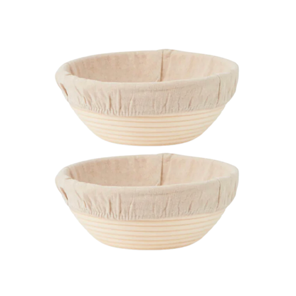 You Knead Sourdough Banneton Bundle - two round bannetons with Cloth Liner (Sourdough Basket)