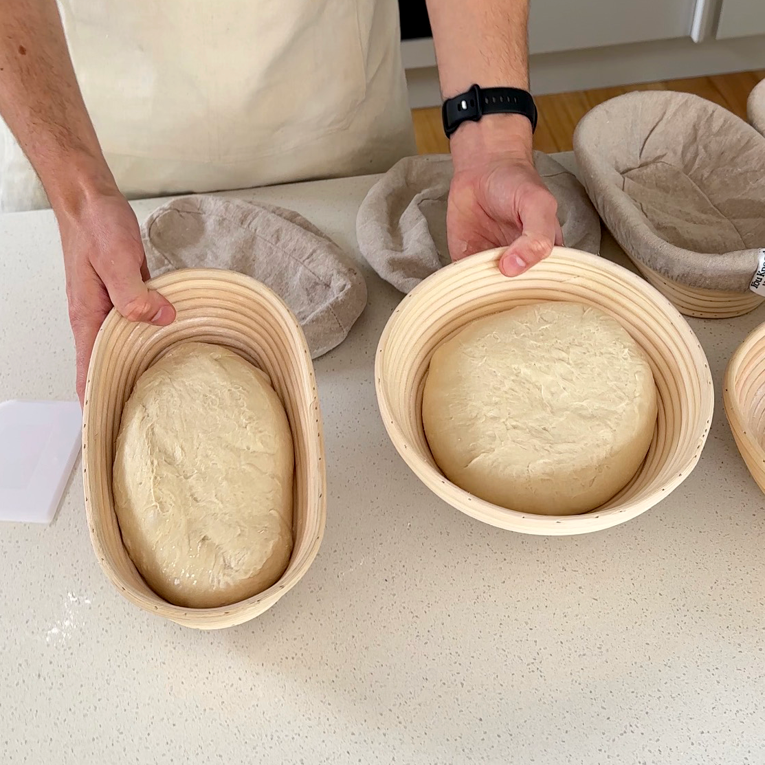 You Knead Sourdough Round and Oval Bannetons with dough