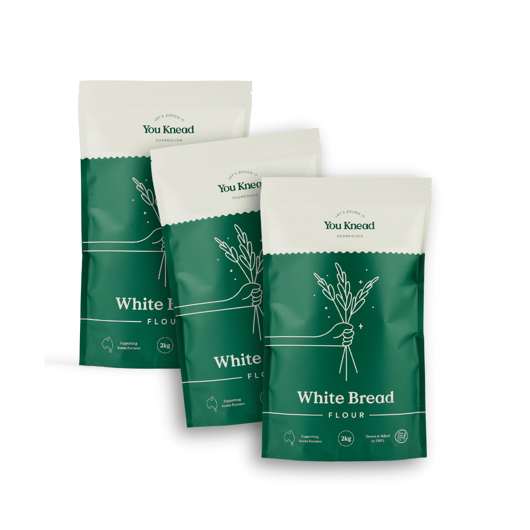 Three 2kg packs of You Knead white bread flour, the 3-pack bundle