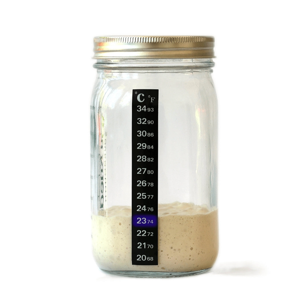 Sourdough Starter Jar with Thermal Temperature Sticker