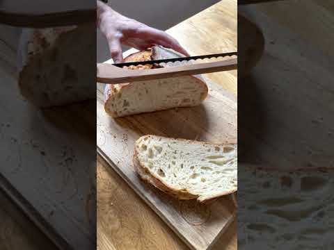 how to use a bow handle bread knife to cut sourdough bread
